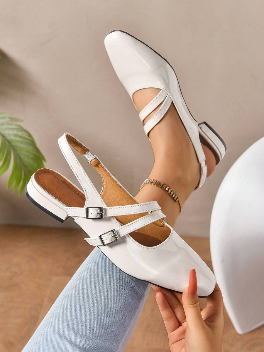 女式新款平底舒适百搭软底双带加大码乐福鞋