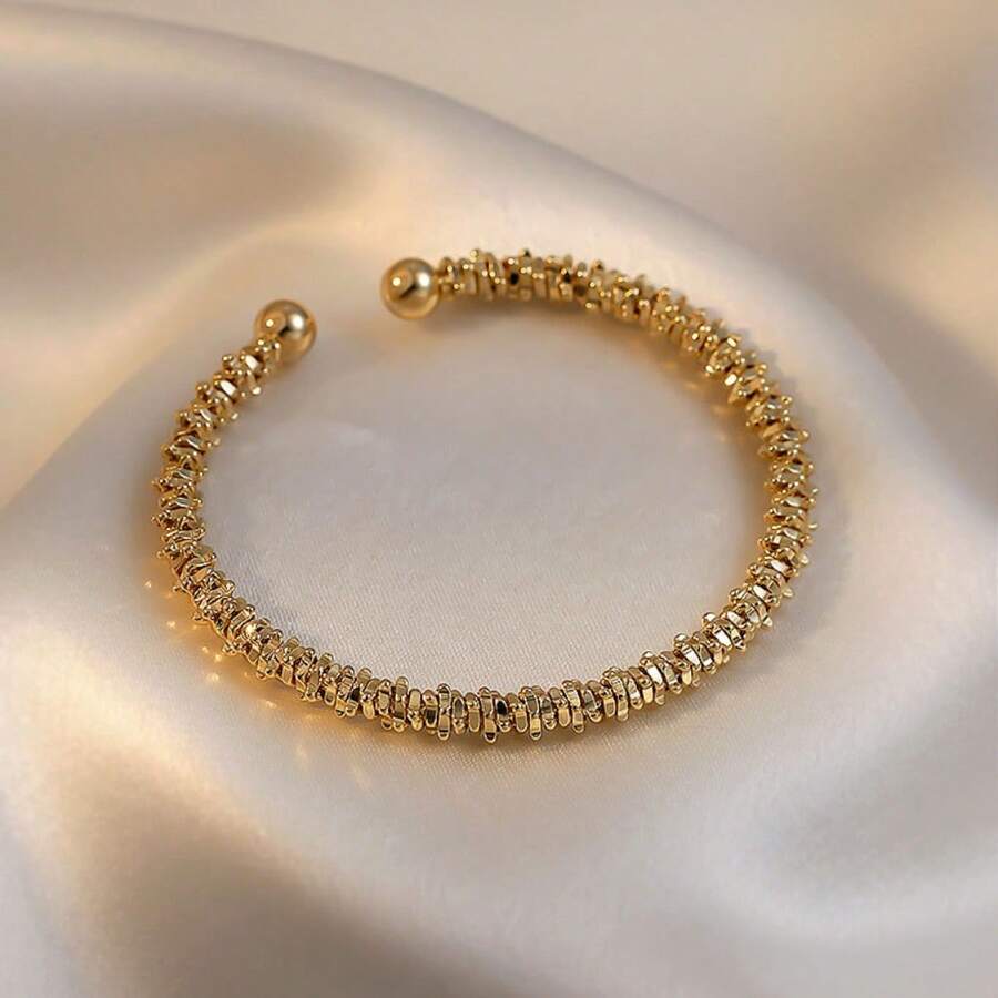 Simple Open Bangle Bracelet, Suitable For Daily Wear - Gold. Open Bracelet - View 1