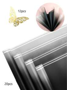 20 piezas de papel para envolver flores, papel de embalaje para ramos, papel artesanal impermeable ideal para ramos, floristerías, bodas, cumpleaños, fiestas, graduaciones - Negro - Ver 18