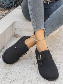 Sandalias planas casuales con diseño de hebilla ajustable para mujer