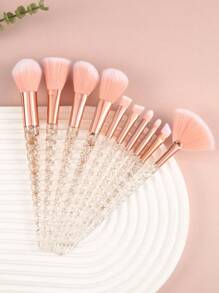 10pcs Gold Unicorn Spiral Handle Ergonomic Makeup Brush Set, Suitable For Eyeshadow Powder, Blush Powder, Mineral Powder And Liquid Makeup, Soft Fibers, Recommended For Makeup Artists And Beginners, Easy To Use, Value Pack Makeup Brush Set - Rose Gold - View 7