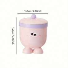 1pc Cute Cartoon Desktop Trash Can With Lid Odor Sealing Open-Top For Home Office Student Dormitory Storage Bin - Multicolor - View 5