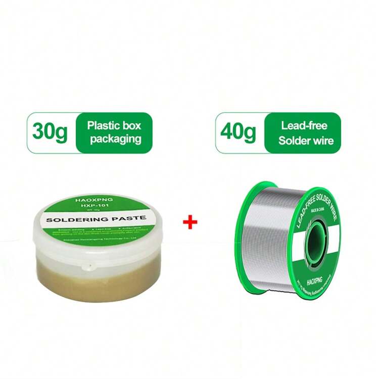 HAOXPNG Pâte à souder, flux de colophane, soudure sans plomb facile à souder. Fer à souder, feuille de réparation, feuille d'acier inoxydable, fil à souder nickel - HXP-101 - Voir 9
