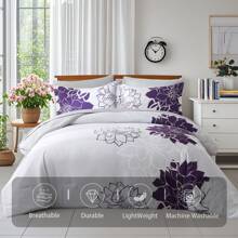 7 Piece Bed In A Bag Bed Comforter Set Queen, Fashion Flower Print  Comforter And Flat Sheet, 2 Pillowshams , Fitted Sheet , Pillowcase Set, Soft Microfiber, Comfortable And Warm Bedding Set, Bedroom Decor For All Seasons, Ideal Gift