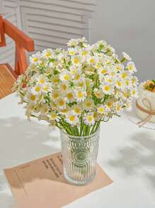 6/12 件，120 件人造雏菊花头，逼真而鲜艳的雏菊花束，栩栩如生的触感，免维护，季节性装饰，适用于新娘花束、婚礼派对、家居桌面装饰、高品质假花、户外野餐园艺、圣诞节、情人节、婚礼、母亲节、生日派对，非常适合 DIY 中心装饰 - 不含容器礼物毕业、秋季装饰、秋季