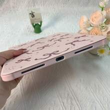 1 Pc Pink Bow 720 Swivel Tablet Case, Ipad 10 Case (With Pen Slot), Clear Crystal Back Cover, Sleep/Wake Support Compatible With Apple IPad Mini 6/7, 9.7/10.2/10.5 Inches, Air 4/5/6, 10th Gen, 10.9 Inches, Pro 11 Inches, Air 11 (M2), Air 13 And Pro 11 (M4), HW, XM. - Multicolor - View 4