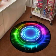 1pc Technological Colorful Optical Element Round Rug, Modern Creative Plush Velvet Printed Rubber Base Area Carpet, Adorable Fuzzy Non-Slip Bedside Mat, Suitable For Living Room, Bedroom, Kitchen, Bathroom, Game Room, All Seasons Home Decor Rugs Door Mat Room Decor Carpet For Living Room Kitchen Rug Bedroom Decor Blankets And Throws Rugs For Bed Room Bathroom Decor Room Decoration Stuff Living Room Decor Office Decor House Decor Home Decor Living Room Bathroom Rug Room Decor Aesthetic