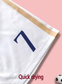 2pcs Customized Name Youth Soccer Jersey Set - Classic White #7, Round Neck Short Sleeve Shirt And Shorts, Polyester, Suitable For Sports, Training And Casual Wear, Outdoor Perfect Choice