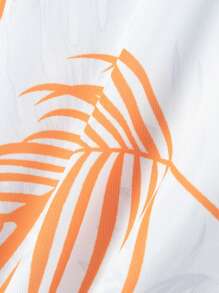 Bộ 2 áo thun polo tay ngắn và quần short nam, áo thun polo tay ngắn in hình lá 3D + quần short, trang phục dạo phố và bãi biển mùa hè, trang phục ấm áp - trái cam - Xem 6