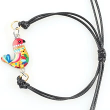 1 pieza/5 piezas Pulsera colgante de pollo miniatura colorido, elegante vintage con tema animal, hecho a mano con cordón de plástico tejido, tamaño ajustable, adecuado para uso diario y fiestas, regalo para amantes de los animales, se puede dar a familiares o amigos