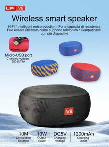 LP-V8 便携式桌面迷你无线蓝牙低音扬声器，带锂电池，适合室内和室外使用