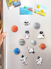 6pcs/Set Space Series Astronaut, Spaceship, Flying Saucer Refrigerator Magnets, Astronaut Creative Home Decor Magnets