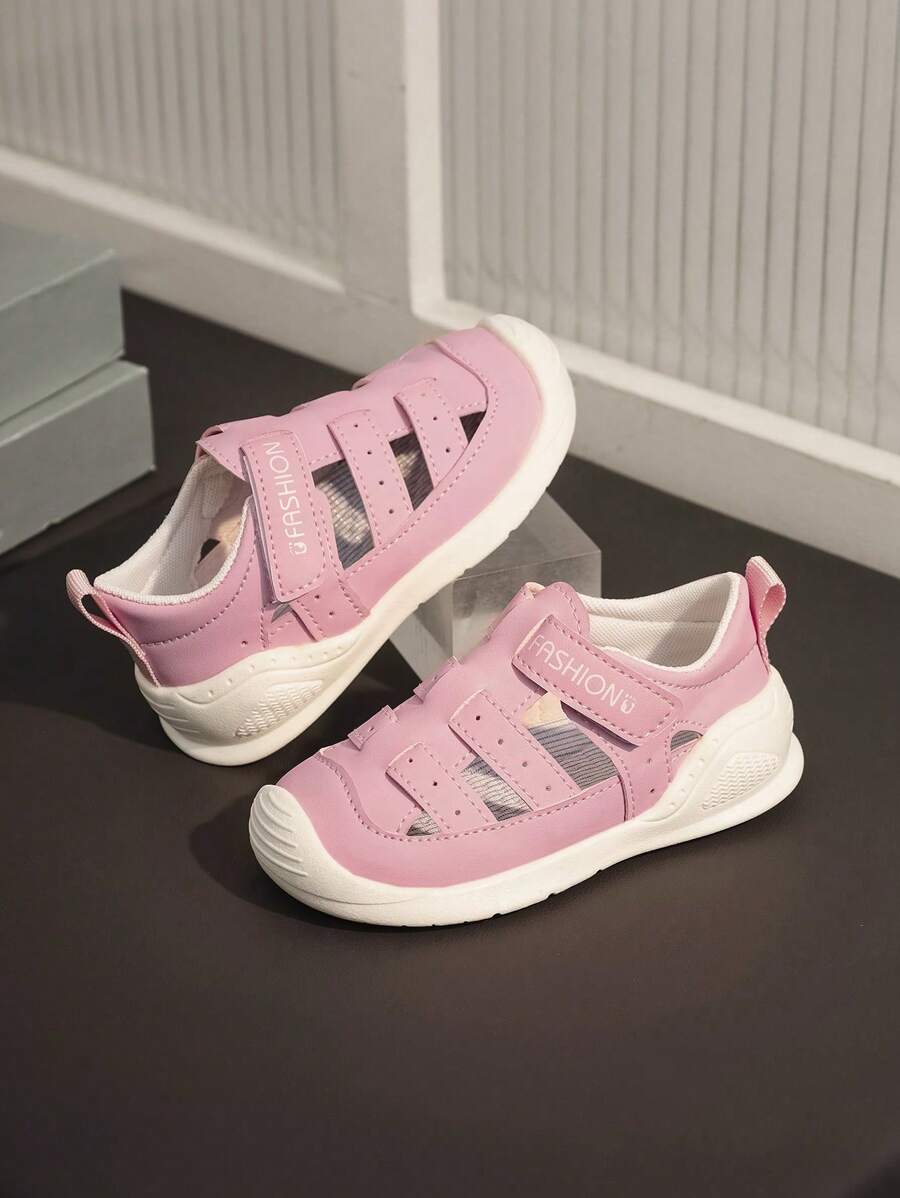 1 双幼儿女童包趾凉鞋，舒适镂空夏季婴儿鞋 - 粉色 - 查看 1