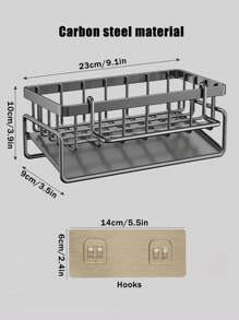 1pc Multi-Functional Carbon Steel Kitchen Storage Rack Kitchen Sink Faucet Sponge Drain Basket Kitchen Shelf Sink Rags Draining Rack Detergent Steel Wire Ball Storage Rack, No Hole Punching And No Installation, Can Hang Cleaning Cloth Can Store Cleaning Tools, Kitchen Accessories