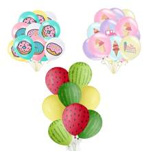 12/20 个 12 英寸西瓜乳胶气球，夏季水果冰淇淋甜甜圈西瓜主题派对装饰，夏季清爽水果乳胶气球
