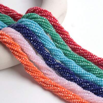 约 480 颗 3 毫米多面玻璃水晶扁珠，DIY 手链、项链、脚链、手机链和珠宝配饰材料，足够制作 6 条手链