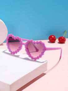 1pc Girls 4-10Y Vintage Holiday Outfit Shaped Full Frame Fashion Fashion Glasses, Suitable For Vacation & Travel