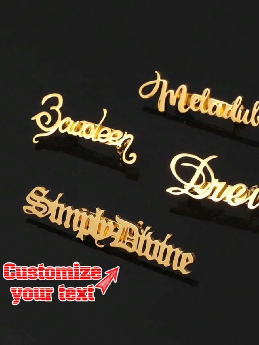 1pc Customized Gold Stainless Steel Name Initial Pin Brooch - Elegant Personalized Letter Pin Brooch, Suitable For Business Or Casual Wear, Unique Shirt Decoration, Ideal Gift For Christmas And Halloween, Best For Christmas