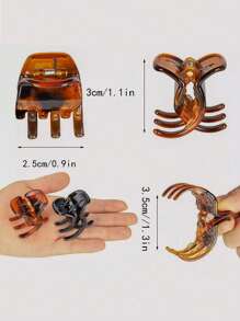 Juego de 6 mini pinzas para el cabello multicolor para mujeres, adecuadas para vestir a diario, simples y versátiles - Multicolor - Ver 3