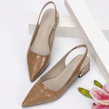 Pointed Toe Open Back Flat Heel Pumps For Women - Camel - View 4