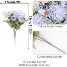 1PC/3PCS Artificial Rose, Hydrangea Flowers Silk Bouquets Fake Plants For Spring Wedding Vase For Home Dining Room Bedroom Decorations, Mother's Day Valentine's Day Festival Birthday Party Accessories, Outdoor Garden Decorations Autumn Gifts Graduation