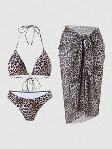 Allurini 2025 New Cheetah Print Sexy Bikini Set Elegant - Multicolor - View 8