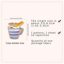 50 张有趣可爱的咖啡时间贴纸，适用于笔记本电脑、水瓶、日记本、手提箱、汽车、衣柜和其他 DIY 装饰贴纸 - 彩色 - 查看 3