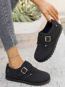 Sandalias planas casuales con diseño de hebilla ajustable para mujer