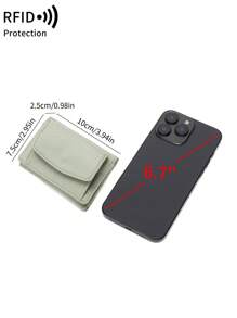 MIYIN Simple RFID Blocking Small Coin Purse Mini Pocket Wallet For Daily Solid Color Litchi Embossed Small Wallet With Card Slot For Credit Card/ ID Card/ Money/ Cash/ Money Lightweight Portable Compact Trifold Card Holder For Men And Woman - Green - View 8