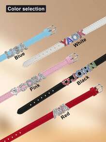 Custom Rhinestone Letter Wristbands,Personalized Leather Wristband,Customized Name Wristbands For Women,Customizable Name Bracelets,Birthday Gifts,Wedding Gifts,Stainless Steel,Sequins, Wristbands,Fashion Decorations, Valentine's Day,Mother's Day,Anniversary,Men,Women,Bridesmaids,Girlfriends,Fathers,Delicate Romance,Silver Stylish