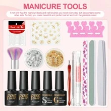 PEACECOLOR 38PCS Gel Nail Polish Kit With UV LED Nail Lamp Red Grey Black UV Nail Gel Kit Silver Golden Glitter Top Coat Manicure Kit Nail Art Design Gift For Women - 查看 6