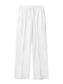 Ladies' Solid Color Front-Tie Simple And Casual Versatile Sporty Long Pants - White - View 2