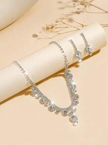 1 Set de Joyería Bohemia de Piedras Rhinestone con Garra y Cadena para Boda, Fiesta Nupcial y Medio Oriente