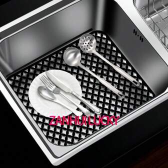 Felpudo de silicona para el fregadero, protector de fregadero para fregadero de cocina, rejilla antideslizante plegable para el fondo de fregaderos de acero inoxidable o de porcelana de estilo rústico, estable, antideslizante y resistente al calor.