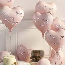 42 件铝制气球套装，带蝴蝶结和心形设计，适用于婚礼、生日派对、母亲节、洗礼装饰，适合室内和室外 - 彩色 - 查看 4