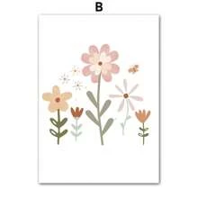 Blumen, Wetter, Sonne und Regenbogen Dekor Muster, Leinwandkunst für Baby-/Kinderzimmer, ohne Rahmen (Rahmen nicht enthalten)