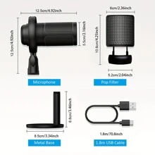 USB Microphone Studio Professional Condenser,Microphone For PC Gaming Mic For PS 4/ 5/ , Brilliant RGB Lighting, Recording Streaming Gaming Karaoke Singing ME6S Mic