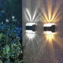 Solar-Powered Up-Down Wall Lights, Waterproof Outdoor Solar Pathway Lights, Solar Fence Lights For Patio, Garden, Lawn, Yard, Fence, Driveway, Landscape Lighting To Illuminate Your Yard