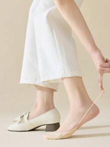 4 Pares/paquete Calcetines Invisibles De Media Pierna Para Mujer En Verano, Calcetines Para Barco Sin Mostrar Con Correas