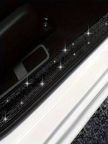 حماية سقف باب السيارة بطول 60 سم مزينة بالبللور واليشم واليشم - لاصقة ذاتية، من مواد بلاستيكية قابلة للتقطيع للجانب الأيسر من المركبة