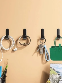 6pcs Adhesive Hooks, Coat Hanger, Wall Hanging Hooks, No Drilling Needed For Hanging Bags, Towels, Loofahs, Keys, Hats, Kitchen And Bathroom Space-Saving Wall Hanger With Multiple Utility Hooks, Modern Style Hook Rack For Clothes