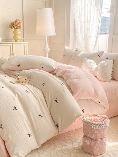 3pcs Thick Polyester Cute Print Washable Bedding Set, Boy & Girl Dormitory/Dorm Decor (1 Duvet Cover, 2 Pillow Covers, No Filler)
