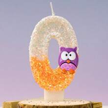 قطعة واحدة من شمعات أرقام 0-9 بتصميم البومة البنفسجية لديكور كعكة عيد الميلاد، تجربة جو احتفالي ملائمة لاحتفالات عيد الميلاد والزفاف وذكرى السنوية لكل من الأطفال والبالغين