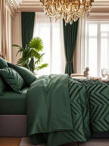 7 Pieces(Queen /King) Bed In A Bag Comforter Set, Twin(5 Pieces), Stylish Solid Comforter, Soft Microfiber, Comfortable And Warm, Cloud-Like Soft Bedding Set, Bedroom Decor For Spring/Summer/Autumn/Winter,Ideal Gift - Màu xanh lá cây đậm - Xem 5