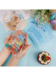 Tas Kado Baby Shower Organza Transparan Warna Pink Ukuran 4x6 Inci, Tas Souvenir Baby Shower Kecil dengan Jaring Serut, Untuk Souvenir Pesta, Kosmetik, dan Tas Kado - Berwarna merah muda - View 10