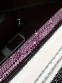 حماية سقف باب السيارة بطول 60 سم مزينة بالبللور واليشم واليشم - لاصقة ذاتية، من مواد بلاستيكية قابلة للتقطيع للجانب الأيسر من المركبة