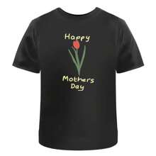 A Very Happy Mother's Day' Men's / Women's Cotton T-Shirts Mother's Day Women's T-Shirt, Women's Summer Casual T-Shirt, Soft And Comfortable Slightly Stretching, Street Hip Hop Cute Style, Casual Short Sleeve Tee - 黑色 - 查看 1