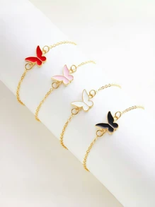 2 pièces/Set: 1 pièce Montre numérique Cœur de bande dessinée et Carré + 1 pièce Bracelet Papillon, Cadeaux pour la Saint-Valentin, Noël, Remise des diplômes, Couples, Montre et Bracelet pour Couples