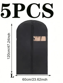 10-1pcs Black Garment Dust Cover, Hanging Clothes Bag, Waterproof Clothes Protector, Suit Garment Bag, Storage Bag, Essential For School, Office, Home - Black - View 12