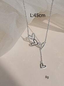 1 件优雅心形流苏项链，奢华简约锁骨链，适合日常佩戴和节日